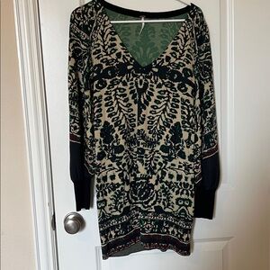 Free People Green and Black sweater dress